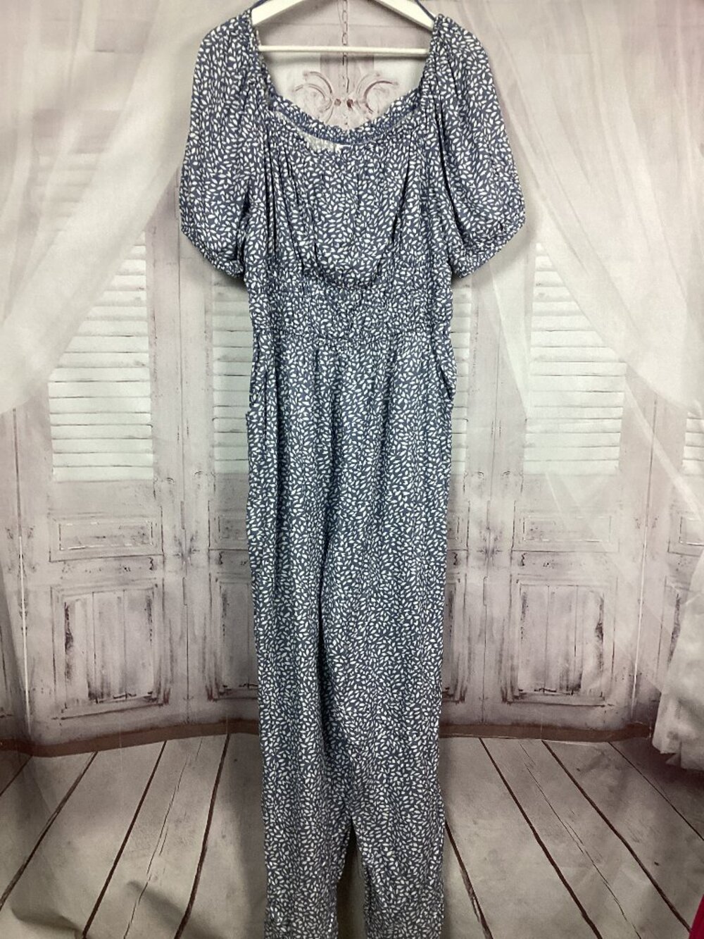 Sincerely Jules Jumpsuit Romper Blue White L